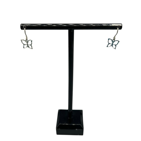 Jewelry - Butterfly Dangle Earrings Silver Tone Magnetic